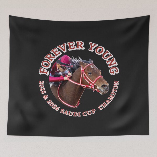 Item preview, Forever Young 2025 and 2026 Saudi Cup Champion horse racing design designed and sold by Ginny Luttrell.