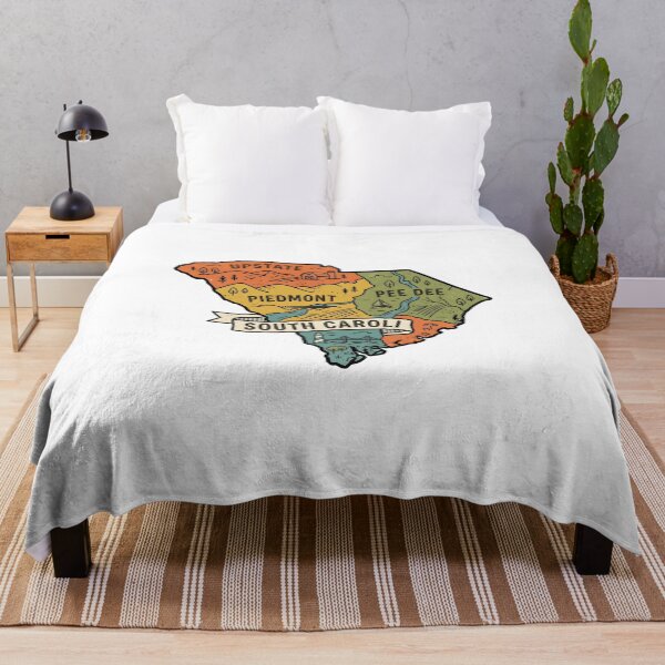 Item preview, South Carolina State Illustrated Map – Retro State Regions & Landmarks designed and sold by Paper Drip.