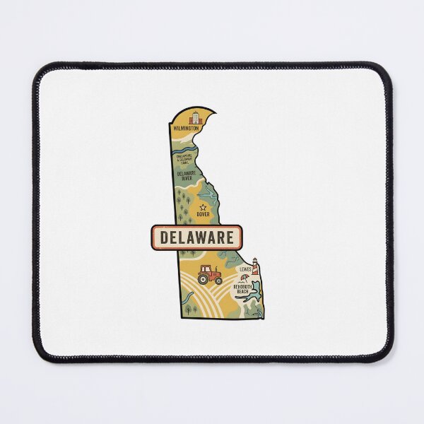 Item preview, Delaware Illustrated Map – Retro State Regions & Landmarks designed and sold by Paper Drip.