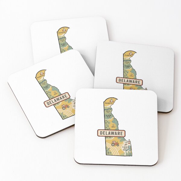 Item preview, Delaware Illustrated Map – Retro State Regions & Landmarks designed and sold by Paper Drip.