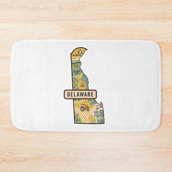 Item preview, Delaware Illustrated Map – Retro State Regions & Landmarks designed and sold by Paper Drip.