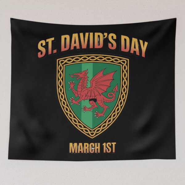 Item preview, St. David's Day Welsh Red Dragon Shield – Celtic Knot Emblem March 1st   designed and sold by Midnight Veil Designs.