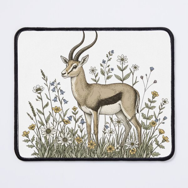 Item preview, Vintage Gazelle in Wildflower Meadow Botanical Illustration designed and sold by YYoYY.