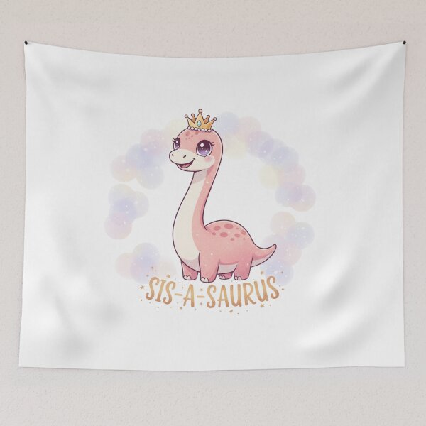 Item preview, Cute Sis-A-Saurus Pink Dinosaur Princess Art designed and sold by DinoPrints-shop.