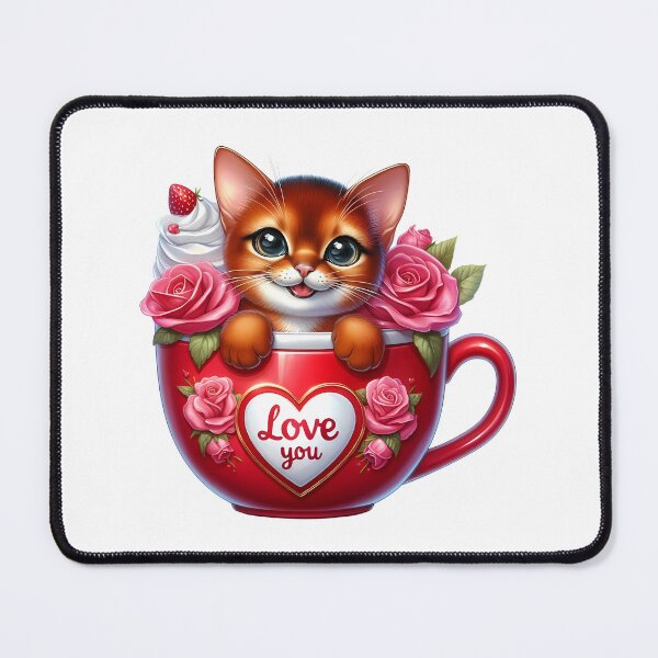 Item preview, Charming Valentine Cat Mug - Cute Kitty Love Cup & Romantic Heart Art designed and sold by FuzionRaptor.