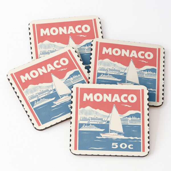 Item preview, Vintage Monaco Postage Stamp Art - Sailing the French Riviera designed and sold by tiigerdad.