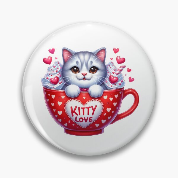 Item preview, Sweet Valentine Cat Ice Cream Mug - Cute Kitty Love Cup & Heart Art designed and sold by FuzionRaptor.