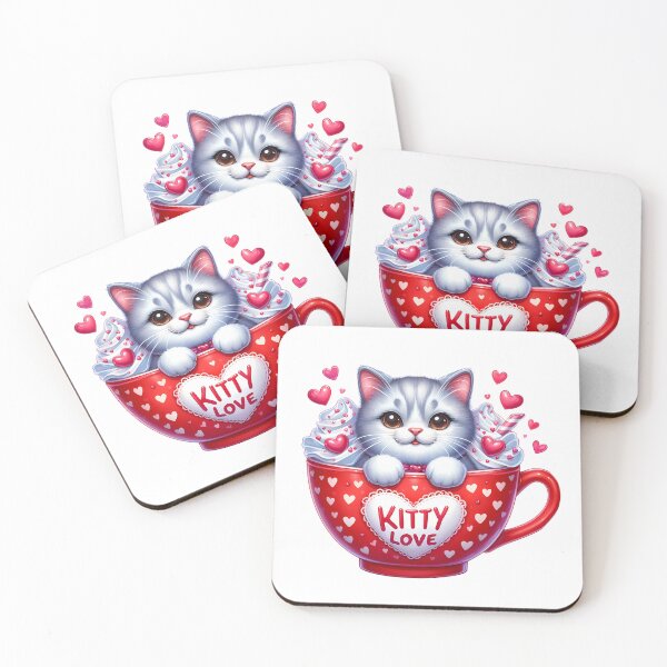 Item preview, Sweet Valentine Cat Ice Cream Mug - Cute Kitty Love Cup & Heart Art designed and sold by FuzionRaptor.
