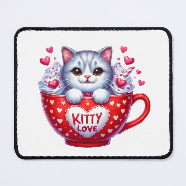 Item preview, Sweet Valentine Cat Ice Cream Mug - Cute Kitty Love Cup & Heart Art designed and sold by FuzionRaptor.