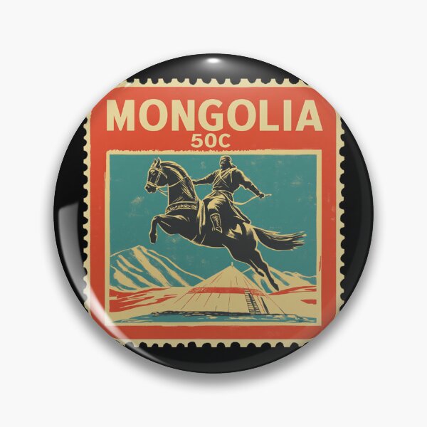 Item preview, Vintage Mongolia Postage Stamp Art - Steppe Horseman & Ger designed and sold by tiigerdad.