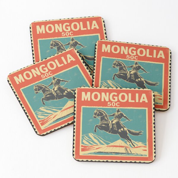 Item preview, Vintage Mongolia Postage Stamp Art - Steppe Horseman & Ger designed and sold by tiigerdad.