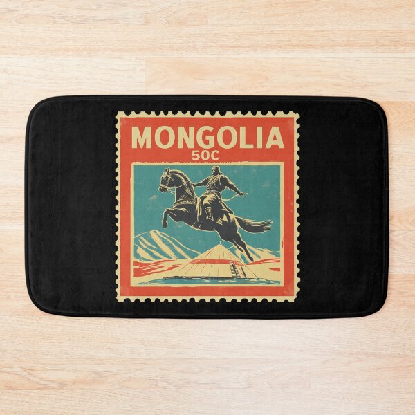 Item preview, Vintage Mongolia Postage Stamp Art - Steppe Horseman & Ger designed and sold by tiigerdad.