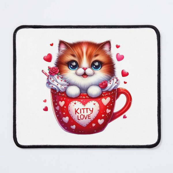 Item preview, Sweetheart Valentine Cat Ice Cream Mug - Cute Kitty Love Cup & Dessert Art designed and sold by FuzionRaptor.