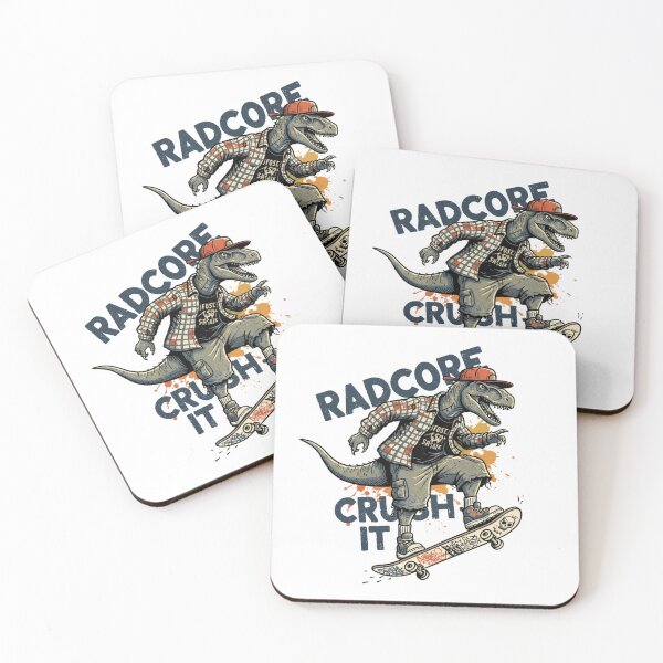 Item preview, Radcore Skater Dinosaur Crush It Illustration designed and sold by DinoPrints-shop.