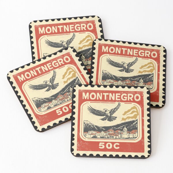 Item preview, Vintage Montenegro Postage Stamp Art - Balkan Eagle & Kotor Bay designed and sold by tiigerdad.