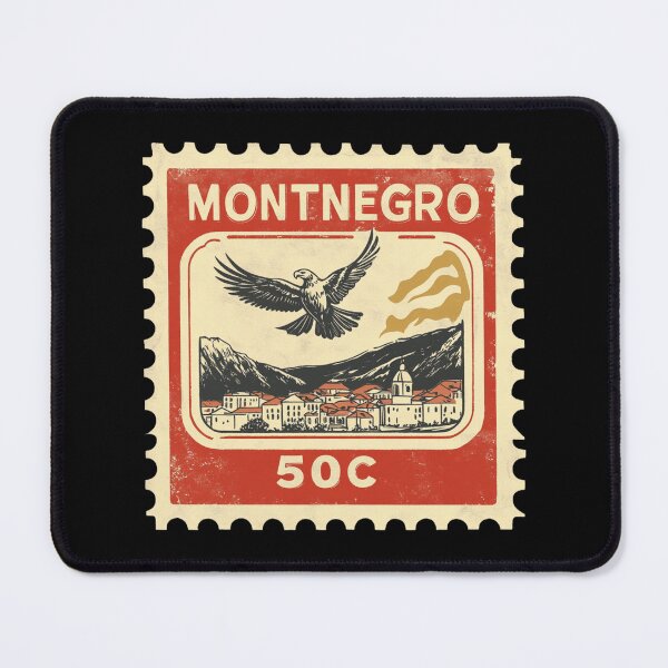 Item preview, Vintage Montenegro Postage Stamp Art - Balkan Eagle & Kotor Bay designed and sold by tiigerdad.