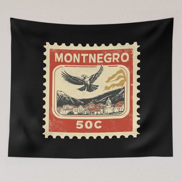 Item preview, Vintage Montenegro Postage Stamp Art - Balkan Eagle & Kotor Bay designed and sold by tiigerdad.