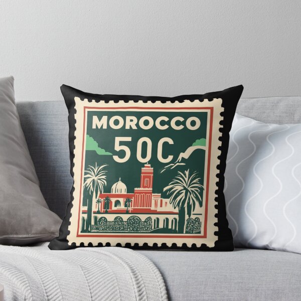 Item preview, Vintage Morocco Postage Stamp Art - Marrakesh Minaret & Palms designed and sold by tiigerdad.