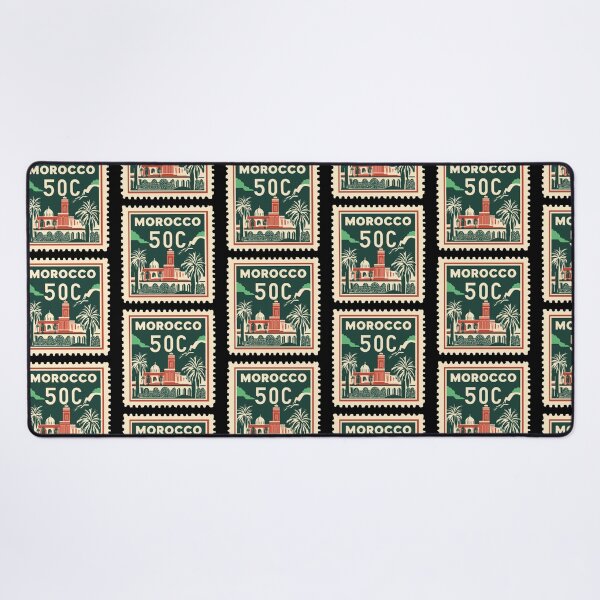 Item preview, Vintage Morocco Postage Stamp Art - Marrakesh Minaret & Palms designed and sold by tiigerdad.