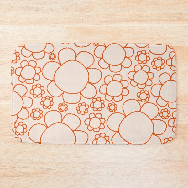 Item preview, Cheerful Doodle Flowers Pattern in Retro Orange and Cream designed and sold by kierkegaard.