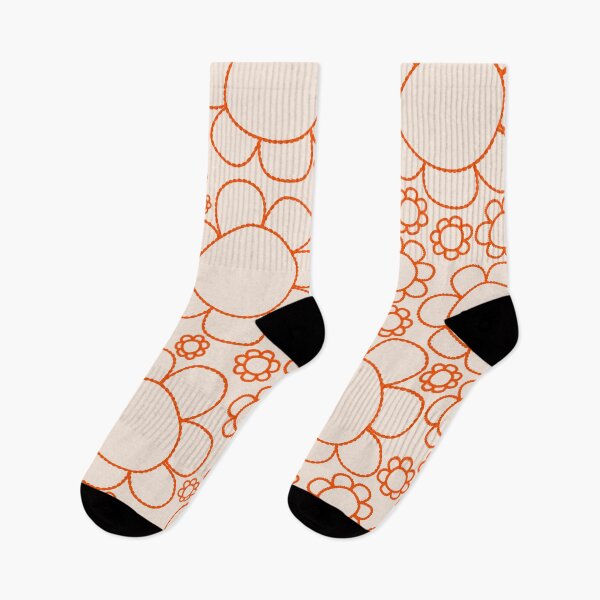 Item preview, Cheerful Doodle Flowers Pattern in Retro Orange and Cream designed and sold by kierkegaard.