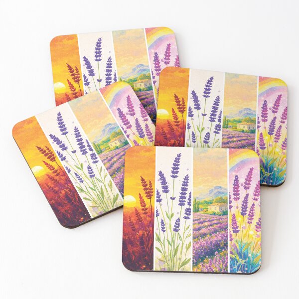 Item preview, Lavender Art Collection – Sunset, Minimal, Provence Landscape & Rainbow Botanical Set designed and sold by Gold Turtle  Lina.