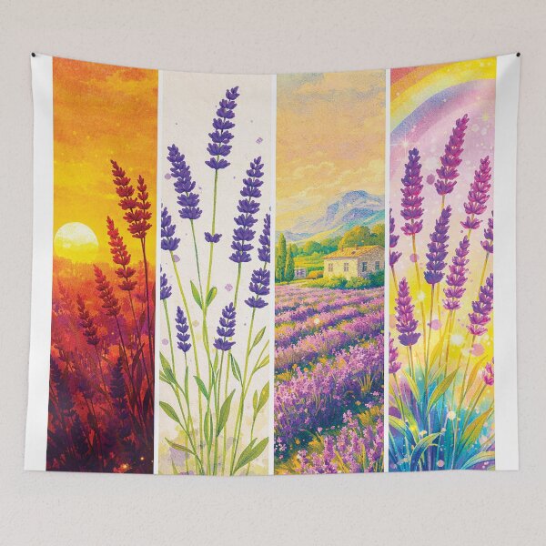 Item preview, Lavender Art Collection – Sunset, Minimal, Provence Landscape & Rainbow Botanical Set designed and sold by Gold Turtle  Lina.