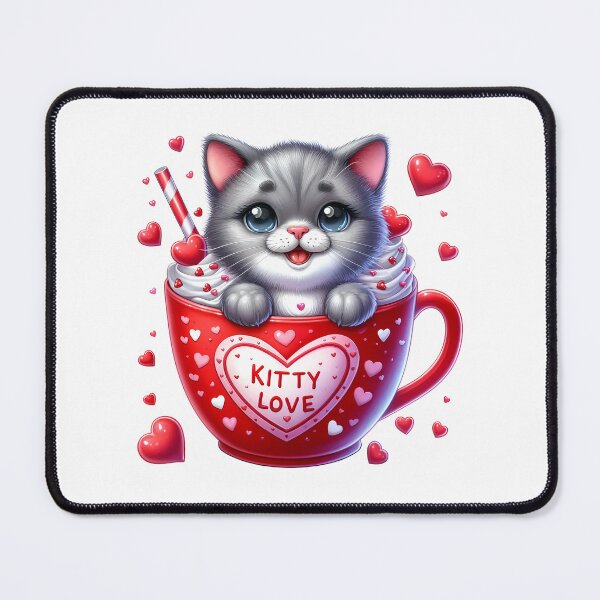 Item preview, Lovely Valentine Cat Ice Cream Mug - Cute Kitty Love Cup & Pink Dessert Art designed and sold by FuzionRaptor.