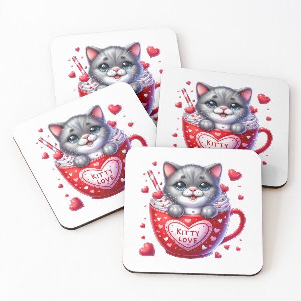 Item preview, Lovely Valentine Cat Ice Cream Mug - Cute Kitty Love Cup & Pink Dessert Art designed and sold by FuzionRaptor.