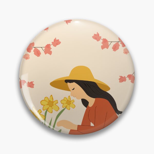 Item preview, Girl Admiring Spring Flowers Illustration designed and sold by DesignbyAnnaM.