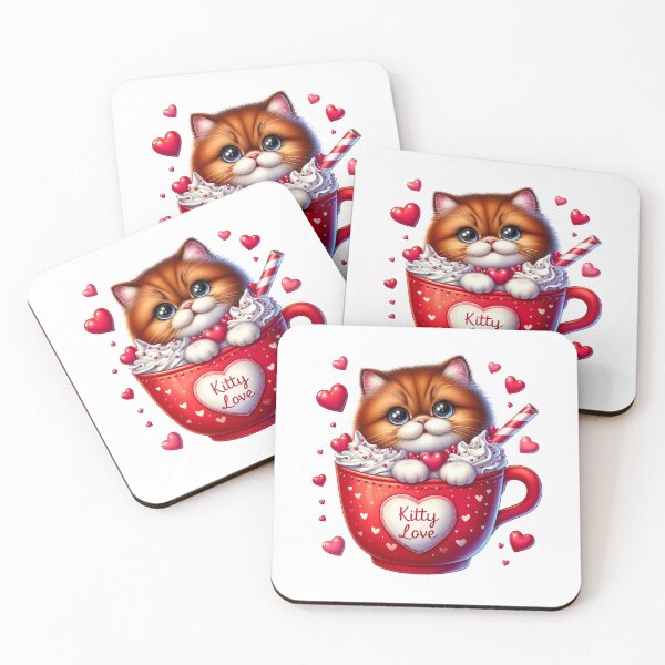Item preview, Charming Valentine Cat Ice Cream Mug - Cute Kitty Love Cup & Dessert Art designed and sold by FuzionRaptor.