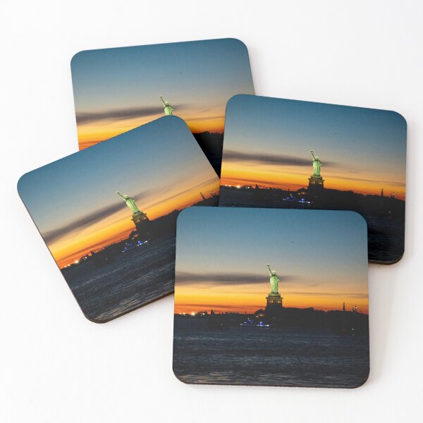 Item preview, Statue of Liberty at Sunset – NYC Skyline Blue Hour Photography designed and sold by Photo-By-Nate.