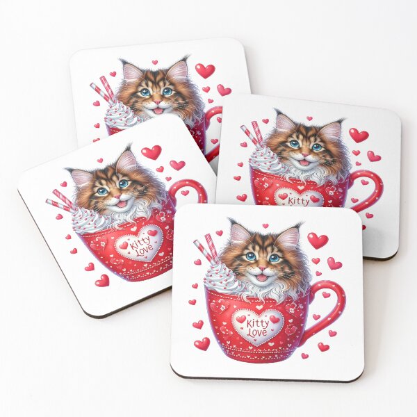 Item preview, Darling Valentine Cat Ice Cream Mug - Cute Kitty Love Cup & Sweet Dessert Art designed and sold by FuzionRaptor.