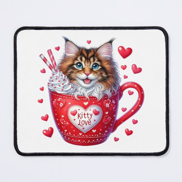 Item preview, Darling Valentine Cat Ice Cream Mug - Cute Kitty Love Cup & Sweet Dessert Art designed and sold by FuzionRaptor.