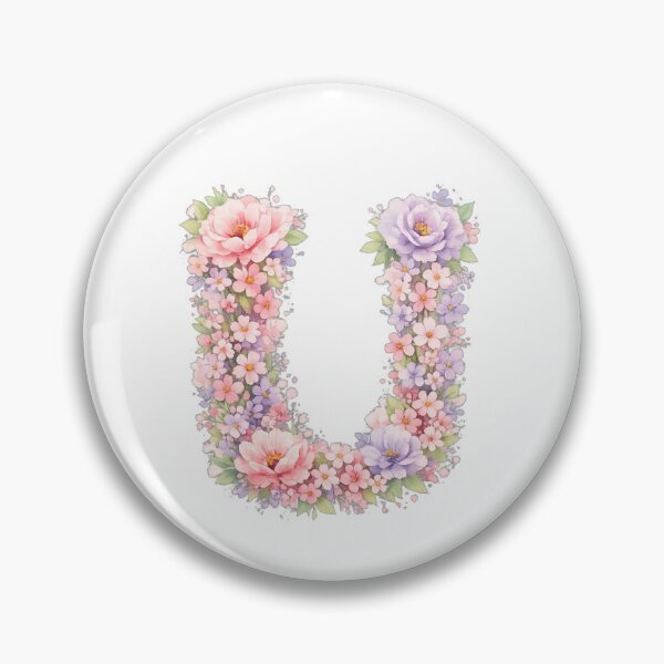 Item preview, Letter U with Flowers Pink Purple Initial U designed and sold by MKVisions.