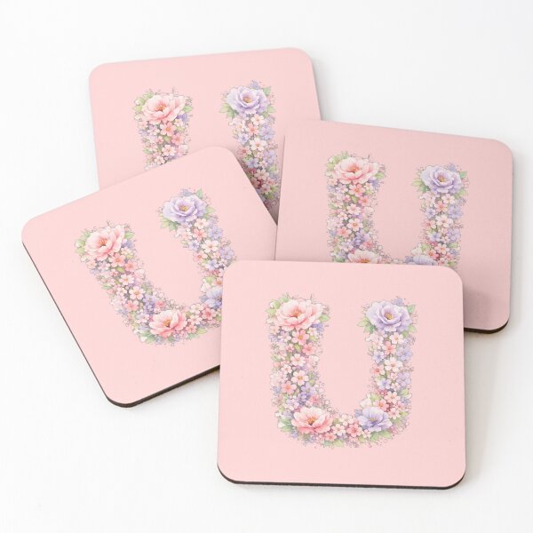 Item preview, Letter U with Flowers Pink Purple Initial U designed and sold by MKVisions.