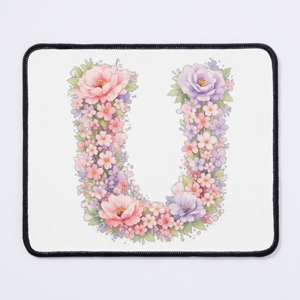 Item preview, Letter U with Flowers Pink Purple Initial U designed and sold by MKVisions.