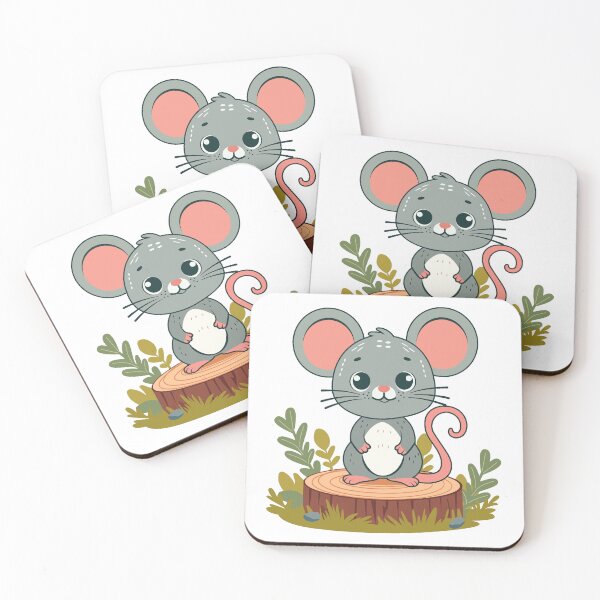 Item preview, Cute Mouse Standing on Tree Stump designed and sold by DesignbyAnnaM.
