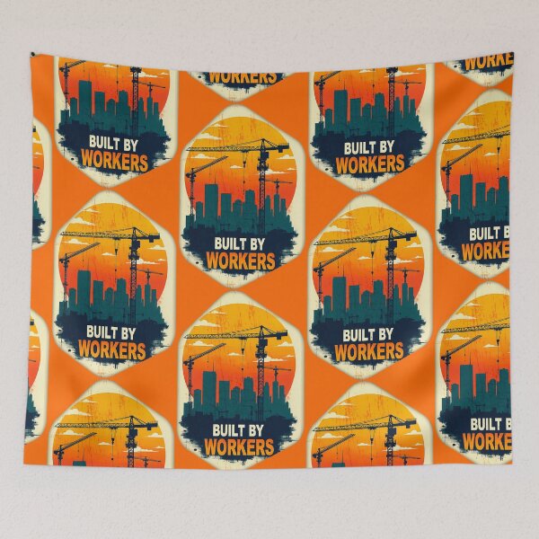 Artikelvorschau, Built by Workers Industrial Skyline Labor Day Shirt entworfen und verkauft von Topoartispp.