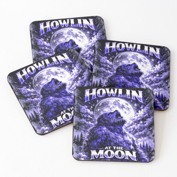Item preview, HOWLIN at the MOON, Blue Sasquatch Vintage Bigfoot Howling Moon Graphic,Retro Cryptid  designed and sold by PaparazziAnunnaki.