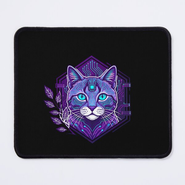 Item preview, Cyber Cat Tech Art - Futuristic Neon Circuit Domestic Feline Illustration designed and sold by AbulailArt.