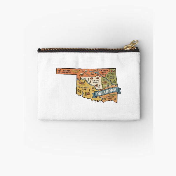 Item preview, Oklahoma Illustrated Map – Retro State Regions & Landmarks designed and sold by Paper Drip.