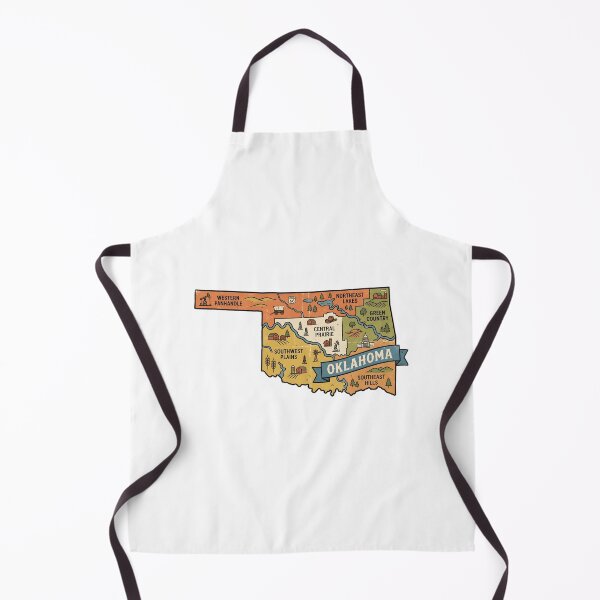 Item preview, Oklahoma Illustrated Map – Retro State Regions & Landmarks designed and sold by Paper Drip.