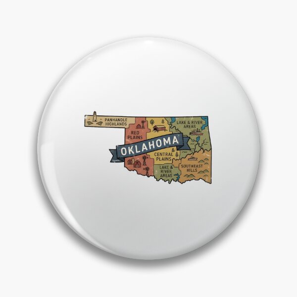 Item preview, Oklahoma Illustrated Map – Retro State Regions & Landmarks designed and sold by Paper Drip.
