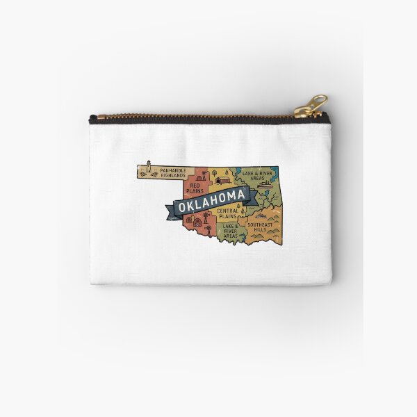 Item preview, Oklahoma Illustrated Map – Retro State Regions & Landmarks designed and sold by Paper Drip.