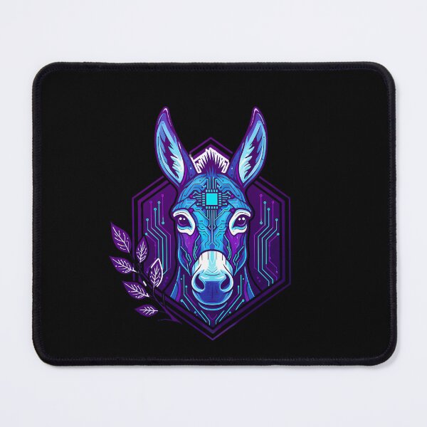 Item preview, Cyber Donkey Tech Art - Futuristic Neon Circuit Equine Illustration designed and sold by AbulailArt.