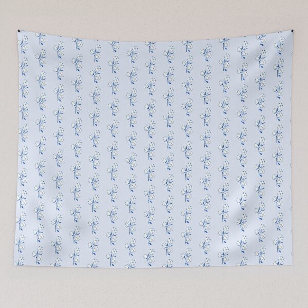 Item preview, Coton flowers, white and blue flowers  designed and sold by rizdrawings.