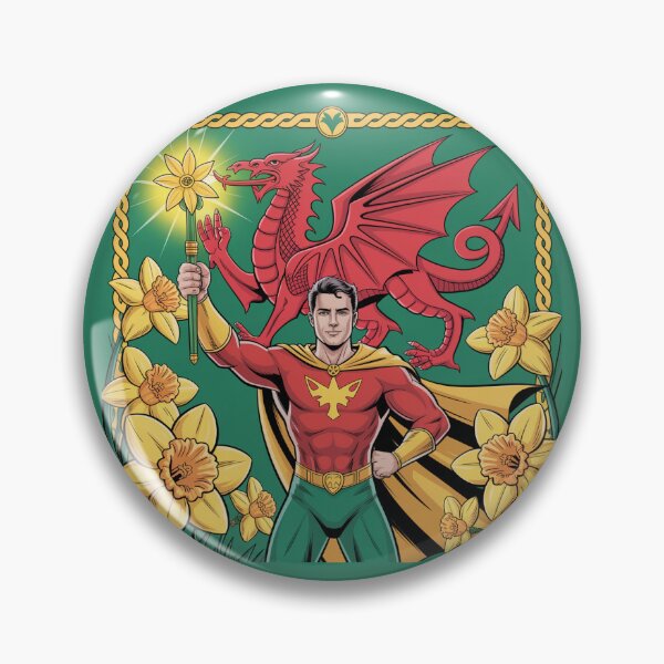 Item preview, St. David's Day Welsh Superhero – Red Dragon & Daffodil Guardian   designed and sold by Midnight Veil Designs.