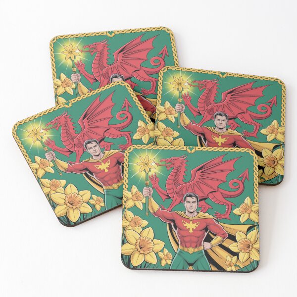 Item preview, St. David's Day Welsh Superhero – Red Dragon & Daffodil Guardian   designed and sold by Midnight Veil Designs.