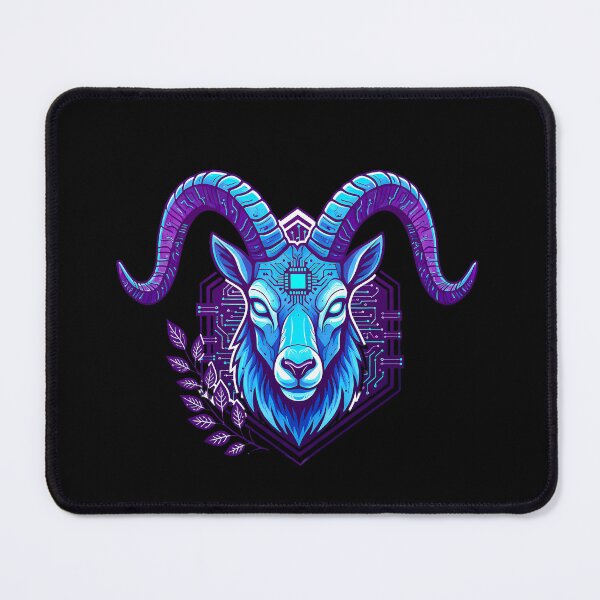 Item preview, Cyber Ram Tech Art - Futuristic Mountain Guardian Circuit Design designed and sold by AbulailArt.